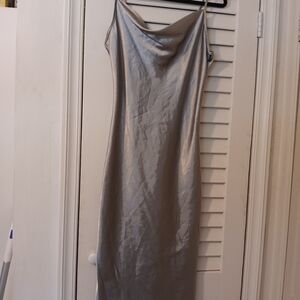bebe Shimmery Silver Slip Dress